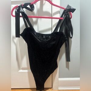 Chic Black Women's Bandeau with Ribbon Straps